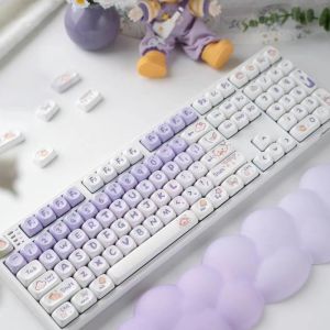 Purple gradient cloud-shaped cat with mechanical keycaps. Suitable for both men and women. Compatible with all models.