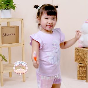 Đồ bộ bé gái hình công chúa Elsa BOMINES quần ngắn thun cotton loang màu cho bé 3-10 tuổi 12-30kg DBSBGELSAQUANLOANG1