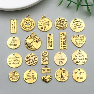 10pcs antique golden zinc alloy letter plate Pendant universal accessory suitable for DIY various jewelry making necklaces