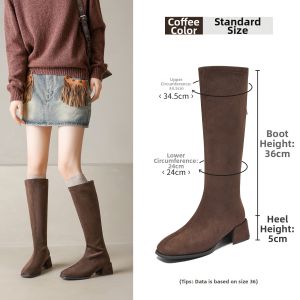 Agsdon | Womens Rough Heel Long Boots For Petite Touring High Heel Summer