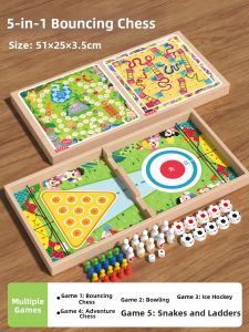 XIAOWANDOU | Wooden Educational Board Games for Kids - Pong Pong Chess Bowling Snake Chess Adventure Chess