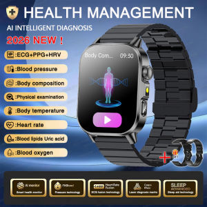 New ECG Uric Acid Blood Lipids BP Blood Oxygen Temp AI Doctor Accurate Health Diagnosis Smart Watch Men BT Call Women Smartwatch