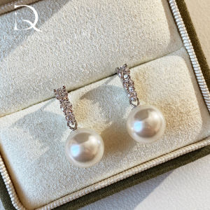 Elegant White Pearl Zircon Earrings Luxury Feelings S925 Pure Silver Womens Fashion Jewelry Studs Handmade Crystal Geometric