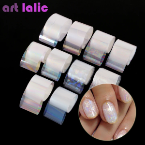 10 Rolls/Box Holographic Nail Foil Set 2.5*100cm Gradient Transparent AB Color Transfer Sticker Manicure Nail Art Decals