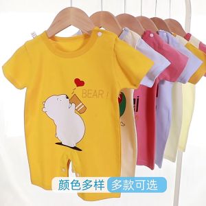 (0-18months) Newborn Baby Girl Boy Cartoon Animal Short Sleeve Rompers Baju Bayi Soft Toddler Jumpsuits