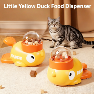 Dog Cat Pet Feeder Yellow Duck-Shaped Cat Food Dispenser Training Dog Toy Puzzle Dog Entertainment Toy Cat Toy