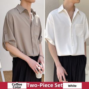 ZHUOCAN | Mens Short Sleeve Shirt 7/8 Sleeve Summer Cool