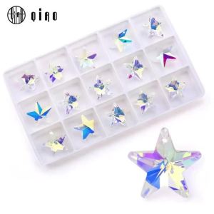 15 Chiếc 18 Mm 1 Lỗ 6714 Ngôi Sao Pha Lê Hạt AB Kính Ngôi Sao Năm Cánh Hạt Trang Sức Làm Bông Tai DIY Gói