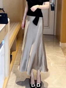 TIANQIANHUI | Bộ Áo Thun Một Vai Và Chân Váy Xòe Dưới