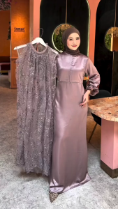 Renata Dress Velvet Mix Brukat + Tille Baju Dress Kondangan Wanita Kekinian Terbaru 2025 Trendy New