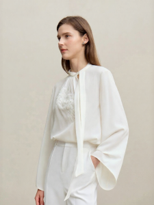 AMII | Commute Pearl Embroidered Chiffon Shirt