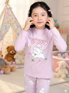 [Bộ thun BG dài tay 01 311] Bộ đồ dài tay cho bé gái Bigfox Miss Meow thu đông size đại vải thun cotton mặc nhà 3-11 tuổi 35kg
