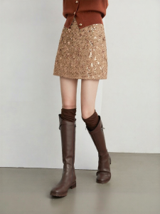 D-PLAY | Shiny Pearls Tweed Short Skirt