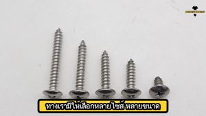 น็อต สกรู หัวร่ม หัวกระทะ แฉก T+ สแตนเลส 304 เกลียวปล่อย M5 / Truss an Head Phillip Tapping Screw SUS304 M5