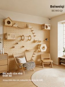 BEIQIVI | Space-Saving Wooden Cat Climbing Frame & Bed