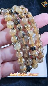 Natural High Grade Gold Rutile Flower Bracelet