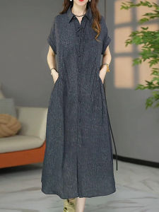 DAIXIANGFEIZI | Đầm A-line Dáng Rộng Tay Ngắn Elegance Mid-length Mùa Hè