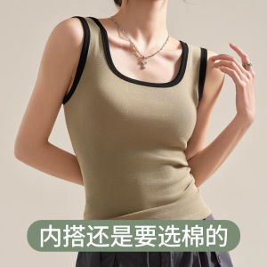 American Style Strap Vest Womens New 2025 Fashionable Summer Outerwear Cover Side Breast Base Shirt Cotton Rayon Spandex