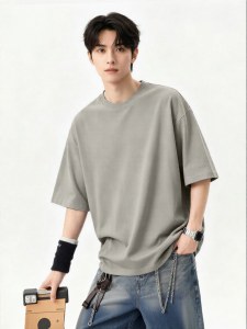 Jeanswest | Cotton Short Sleeve Shirt Men Light Gray Summer