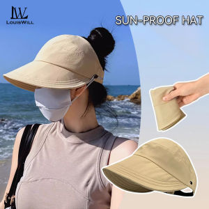 LouisWill Women Sun Cap Sun Visor Hat Half Empty Top Large Brim Summer Visor Cap Women High Ponytail Baseball Cap Sunscreen Cap Outdoor Urban Sports Sun Protection Hat Can Wear Mask for Outdoor Travel