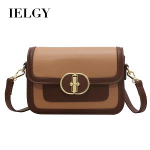 กระเป๋าแมสเซ็นเจอร์สะพายไหล่โลหะคุณภาพสูงจับคู่สีเรียบง่ายย้อนยุคสำหรับผู้หญิงกระเป๋าสี่เหลี่ยมของ IELGY