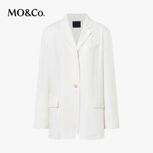 MO&Co. | Summer Linen and Silk Lightweight Notch Collar Padded Shoulders Suit