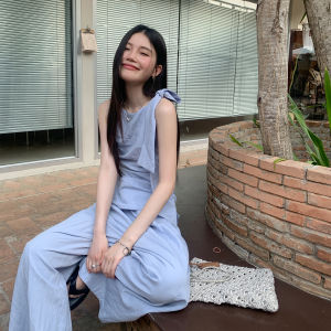 Trendy Summer Casual Two-piece Set Sleeveless Top and Long Pants