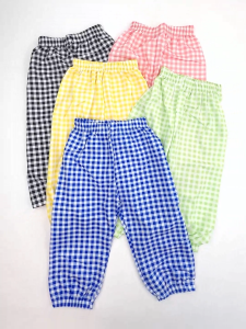 LJMOFA Kids Pants for Girl 2-10 Yrs Old Lightweight comfortable Kids Checked Anti-Mosquito Pants