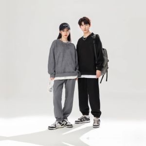 Đồ bộ bộ quần áo thu đông nam nữ chất da lộn mịn đẹp form chuẩn thời trang