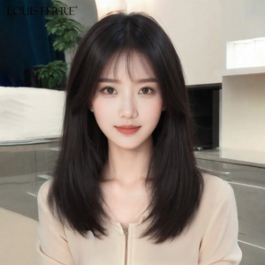LOUIS FERRE | Natural Looking Human Hair Wig for Women Lace Front First Love Style Short Wig