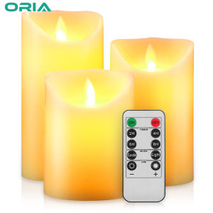 ORIA 3PCS Flameless Candles Led Tea Lights Candle Lights with Remote Sensor for Wedding Thanksgiving Halloween Christmas Party Festival Decoration