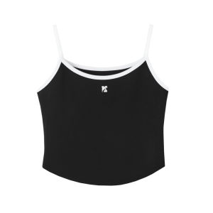 HS Classic Logo Color Block Crop Top Womens Slim Fit Versatile Summer New Arrival Cotton Polyester Blend Commute Style