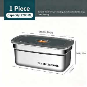 Large Capacity Stainless Steel Leak Proof Sealed Bento Box Microwave Safe for Camping Fridge Freezer Food Storage