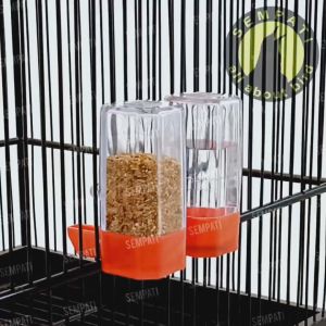 SEMPATI  Cepuk Burung Tabung Dispenser Oriq Jaya Premium Cepuk Wadah Pakan Minum Burung Pasang Dalam Sangkar Kandang Burung Murai Lovebird Kenari Kacer Parkit