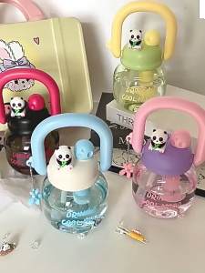 QSBTL019 Botol Minum Anak 2 in 1 Motif Panda Bisa Sedotan Dan Tuang Besar Anti Bocor BPA Free