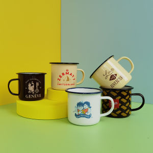 For Home Enamel Enamelled Cup Cute Childrens Cups Retro Couple Coffee Milk Mug Cup Office Gargle Cup