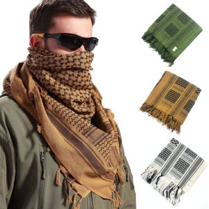 ผ้าฝ้าย 100% 110X110 ซม.การล่าสัตว์ผ้าพันคอ Shemagh ยุทธวิธีทะเลทราย Keffiyeh หัวคอผ้าพันคออาหรับห่อพู่