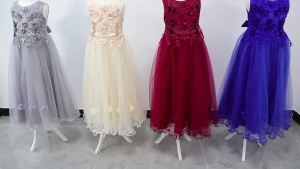 Elegant Flower Girls Wedding Dresses Christmas Costumes Tulle Bridesmaid Princess Party Dress Girl Birthday Gown Summer Clothing