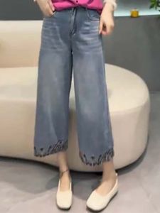 Shalldoer | Korean Style V-Neck Sleeveless Top And Jeans Two-Piece Set Summer Fashion 2025 Polyester Fiber Long Pants Round Neck Overhead