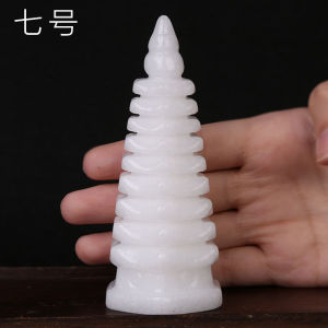 DINGFENGGE | White Jade and Obsidian Nine-story Wenchang Pagoda Decor
