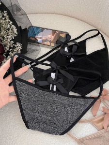 ด้ายเงินต่ํา เอว เซ็กซี่ กางเกงใน มีกลวง ดีไซน์ และปมผีเสื้อสําหรับหญิงสาว Pure Desire ชุดชั้นใน