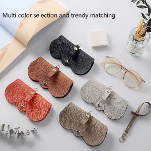 1pc Litchi Embossed Glasses Cover Cute Hanging PU Leather Sunglasses Reading Glasses Storage Bag Portable Travel Eyewear Holder