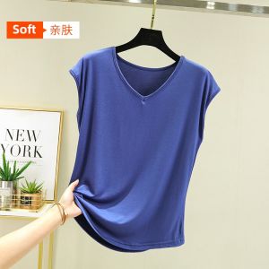 Modal V-Neck Sleeveless Top Women Summer Thin Loose Vest Casual Base Shirt plus Size Versatile Commute Simple Style A2339