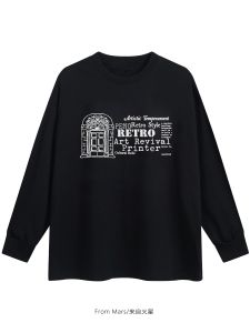 Áo Thun Cotton Dài Tay Cổ Tròn in Chữ Thời Trang Thường Ngày Cho Cặp Đôi BF Dáng Rộng Thoải Mái Mùa Thu Phong Cách Đường Phố