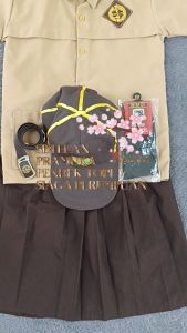 Setelan Seragam Sekolah Pramuka Perempuan Pendek SD Kelas 1-6 Topi Siaga