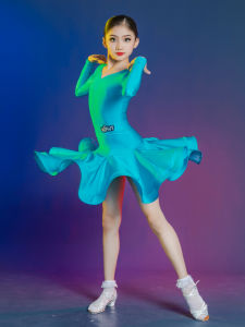 New 2025 Latin Dance Costume Childrens Professional Competition Uniform Performance Suit Girls Practice Outfit Dancewear