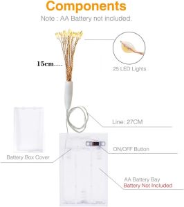 LED Fairy String Deco Light Hanging Starburst Lamp Battery Powered Firework Christmas Garland Festival Decoration Light String
