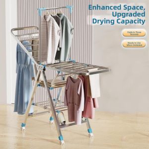Stainless Steel Foldable Durable Movable Drying Rack