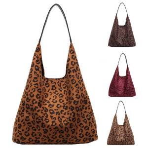 Men Tote Bag Leather Leopard Print Large Capacity Casual Business Travel Bag