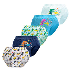 Quần Lót Trẻ Em Hình Tam Giác Cotton Họa Tiết Khủng Long Quần Lót Bé Trai 5/10 Miếng Bộ Thoáng Khí Mềm Mại Quần Lót Trẻ Em Phong Cách Châu Âu